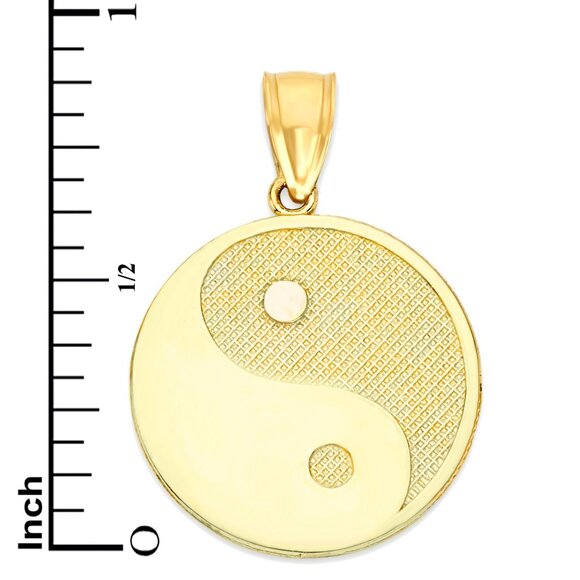 Solid 10k Gold Yin Yang Pendant - Satin Finished Pendant for Lunar New Year - Picture 4 of 5